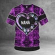 Nana Heart Handprints Hologram Personalized All Over Print Shirt