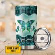 Custom Name Butterfly Turquoise Steel Stainless Tumbler