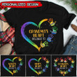 Grandma's Heart Belongs To Personalized Hand Prints Rainbow T-Shirt