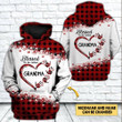 Blessed Grandma Mom Heart Handprints Custom Names Mother's Day Gift Caro Pattern Plaid Hoodie 3d