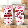 I love being nana valentine Red truck tumbler, Personalized Grandma and Grandkids heart tumbler, grandma valentine's day gift
