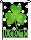 Green Shamrock Clover Welcome Small Outside Vertical Holiday Yard Decor