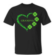 T-Shirt Grandma Shamrock Heart St. Patrick‘s Day Irish Personalized Shirt Classic Tee / Black Classic Tee / S
