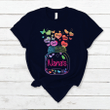 Personalized grandma with grandkids heart butterfly color T-Shirt