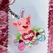 Nana Pig Easter Personalized Flat Acrylic Keychain, 2 Sides Are The Same For Grandma