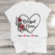 Personalized blessed nana heart flower mother day V-Neck