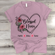 Personalized blessed nana heart flower mother day V-Neck