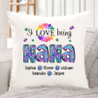 I Love Being Nana Blue Daisy Personalized Indoor Pillow