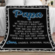 Personalized Papa We Hugged This Lovely Blanket, Papa Blanket With Grandkids Names, Papa Gift, Custom Dad Blanket, Father's Day Blanket Gift