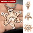 Papa Hands Acrylic Personalized Keychain With 2 Sides Are The Same