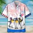 penguins 4th of july Hawaiian Shirt, Independence Is Coming, USA Patriotic Hawaiian Shirt