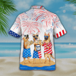 German Shepherd Hawaiian Shirt, Men's USA Patriotic Hawaiian Shirt, Patriotic Aloha Shirts