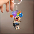 Yorkshire Terrier Dog Fly With Bubbles Acrylic Keychain NVL02JUN22DD1 Acrylic Keychain Humancustom - Unique Personalized Gifts 4.5x4.5 cm 