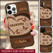 Personalized Grandma Heart Butterfly Texture Leather Phone case NVL24FEB22TT3 Silicone Phone Case Humancustom - Unique Personalized Gifts 
