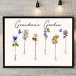 Personalized Grandma Gift Wall Art with Kid's Names Grandma's Garden Birth Month Flowers Canvas Nana Mimi Gigi Mothers Day