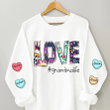 Personalized Love Sweater Grandma Mom Wears Her Heart Kids On Sleeve Personalized 3D Sweater For Grandma Nana Gigi Mimi