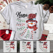 Personalized Grandma Snowman Candy Cane Christmas Shirt, Grandma Nana Mimi Christmas Shirt, Custom Grandma With Grandkids Name Shirt