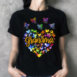 Personalized Grandma Colorful Flower Heart With Butterflies Shirt For Grandma