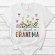 Personalized Blessed Grandma Tropical Plants & Flowers Pattern Wildflowers & Butterflies Shirts For Grandma