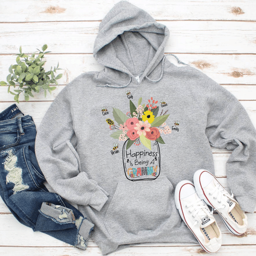 Happiness Is Being A Grammy - Art | Personalized Hooded Sweatshirt