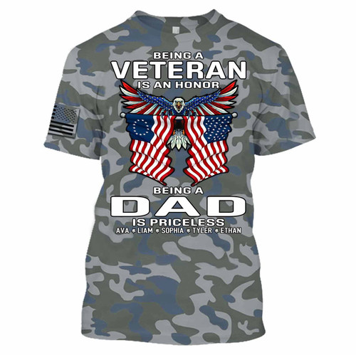 Being A Veteran Is An Honor - Being A Dad Is Priceless | Personalized 3D Shirt