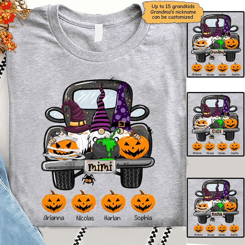 Mimi And Grandkids Truck Halloween Pumpkin | Personalized T-Shirt