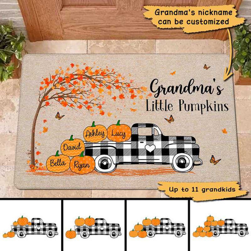 Fall Season Grandma‘s Little Pumpkins Personalized Doormat
