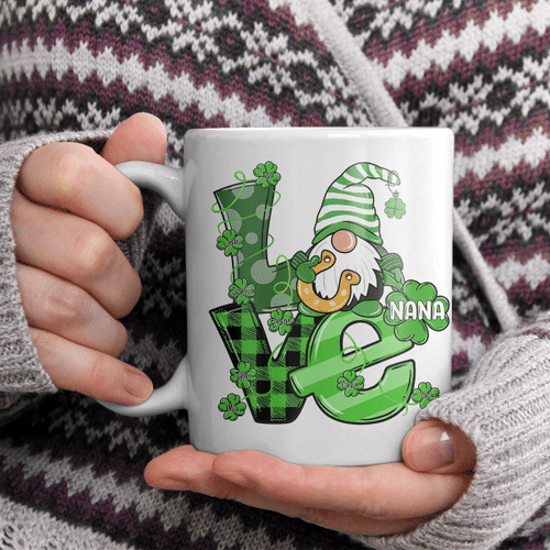 Love Nana Gnome With Grandkids Names - Patrick | Personalized Mug