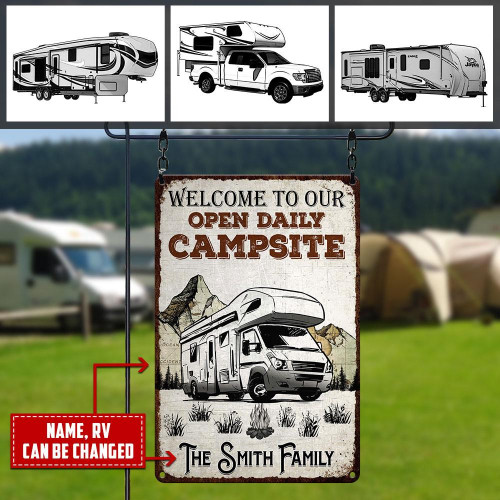 Personalized the family name campsite Printed Metal Sign