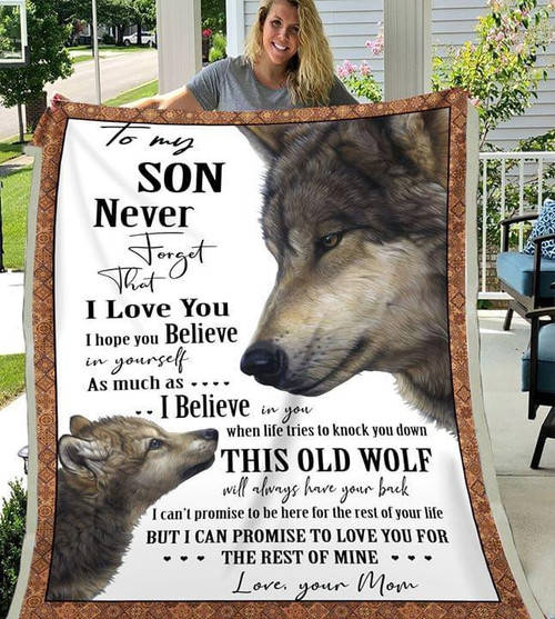 Wolf Blanket - To My Son - Never Forget That I Love - Fleece Blanket Soft Comfortable Blanket For Sofa Chair Bed Office Travelling Camping