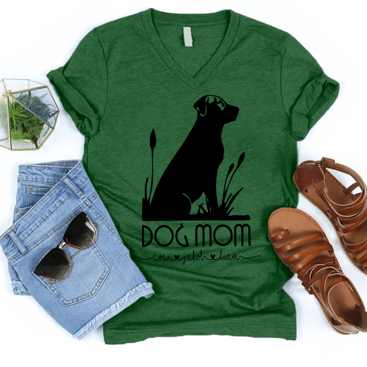 Dog Mom | Personalized V-Neck Shirt