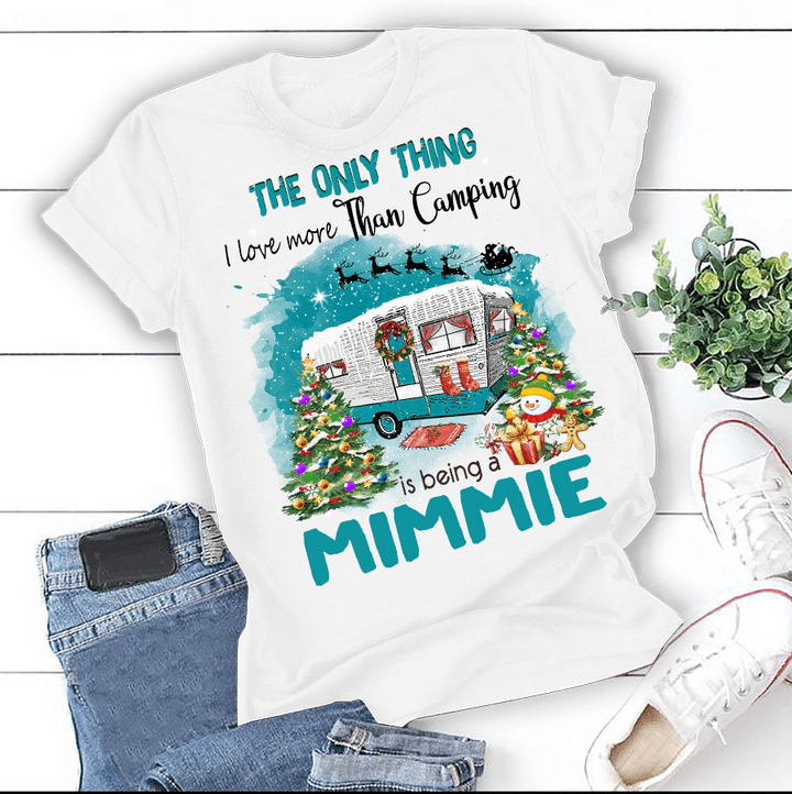 Christmas Camping - Being A Mimmie | Personalized T-Shirt
