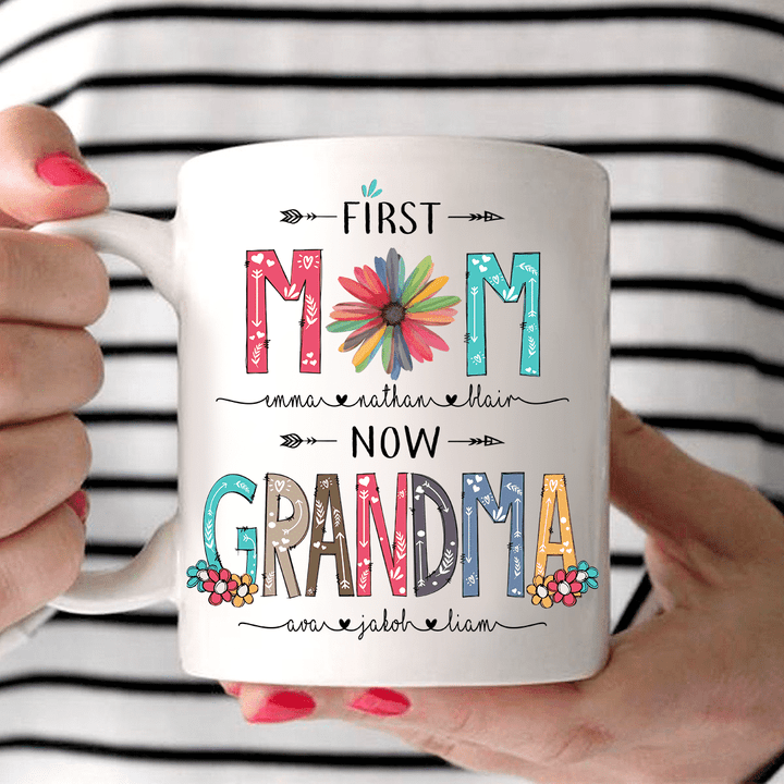 First Mom Now Grandma | Personalized Mug