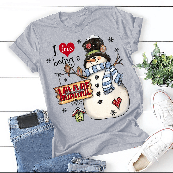 I Love Being A Mimmie - Snowman | Personalized T-Shirt
