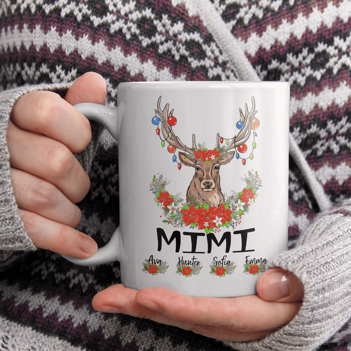 Mimi Reindeer With Grandkids Names - Christmas | Personalized Mug