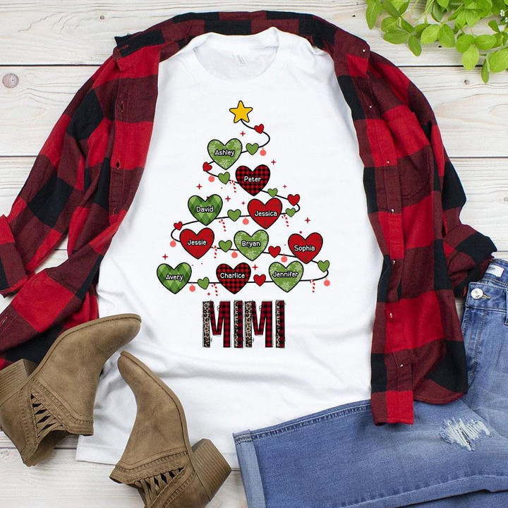 Mimi Christmas Tree Gift For Grandma | Personalized T-Shirt