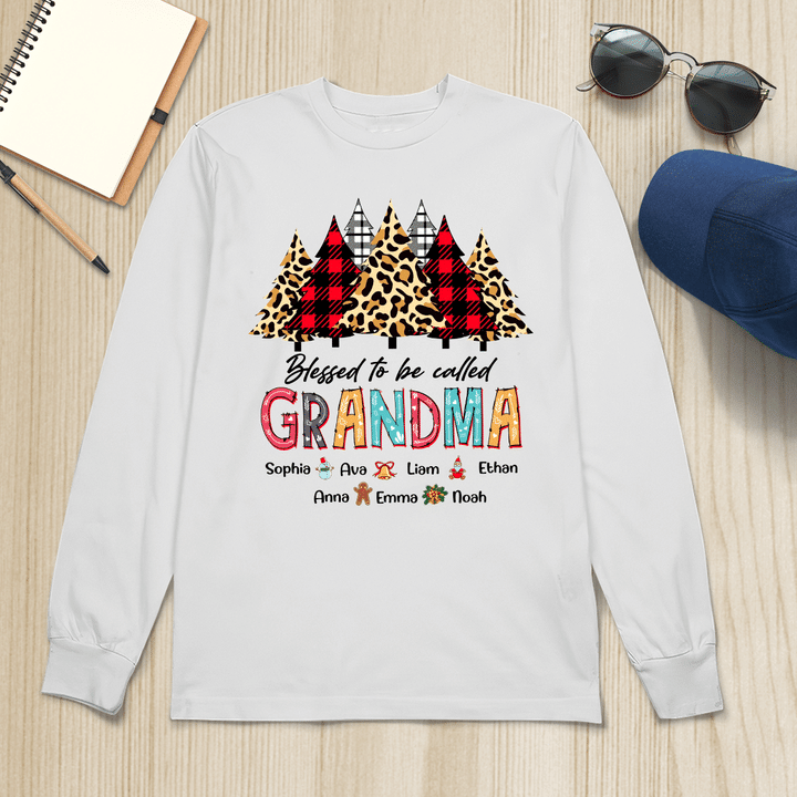 Blessed To Be Called Grandma - Xmas Pine | Personalized Long Sleeve Shirt