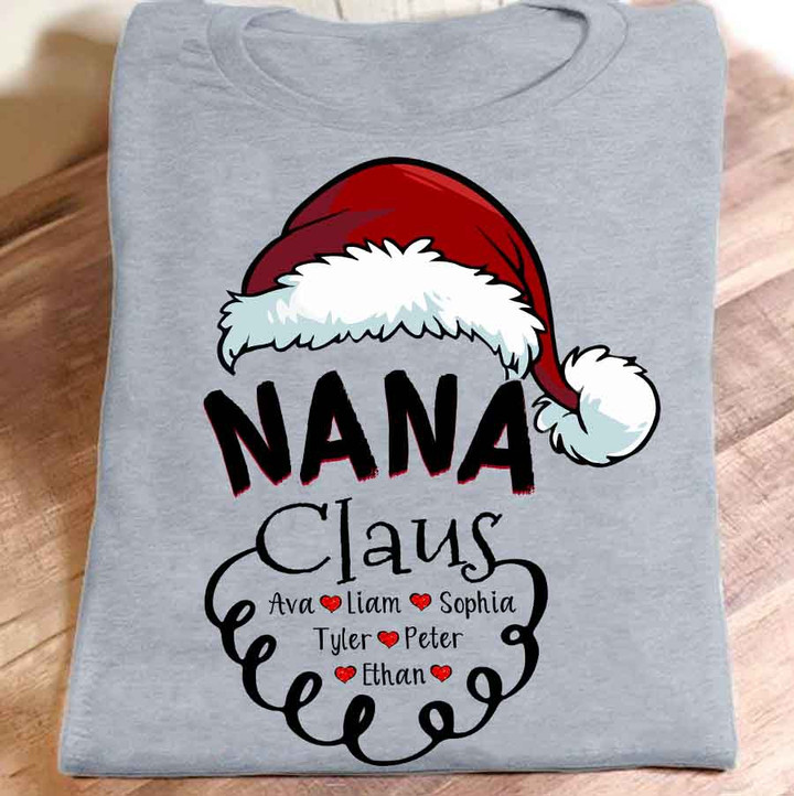 Nana Claus Christmas Heart | Personalized T-Shirt