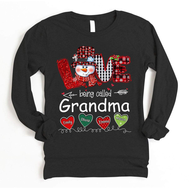 Personalized Love being called Grandma snowmen christmas longsleeve