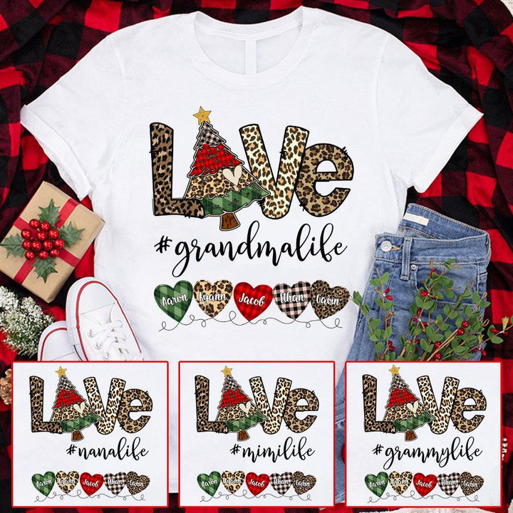 Love Grandma life Christmas, Leopard red buffalo plaid christmas