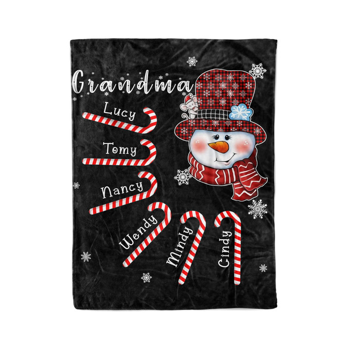 Personalized Christmas gift for grandma, Custom Grandma Snowman with Grandkids - Blanket