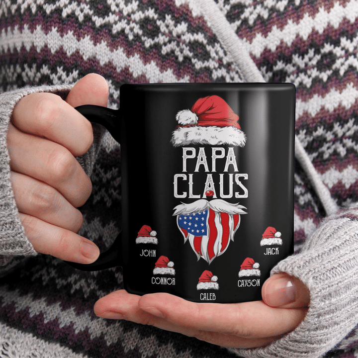 Papa Claus American Flag Beard Christmas | Personalized Mug