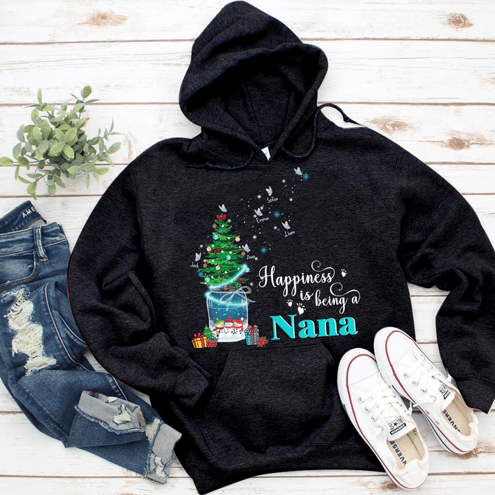 Happiness Being A Nana - Christmas Art | Personalized Hoodie