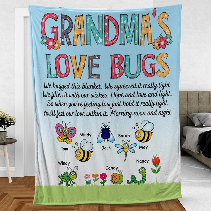 Personalized Gift For Grandma, Custom Grandma's Love Bugs - Blanket