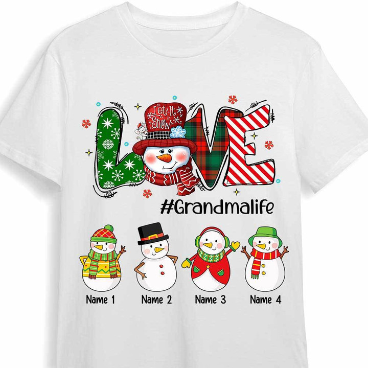 Personalized Mom Grandma Christmas Snowman T Shirt