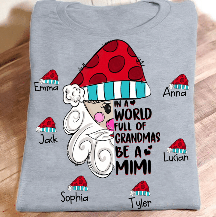 Christmas Be A Mimi with Kidnames - Santa | Personalized T-Shirt