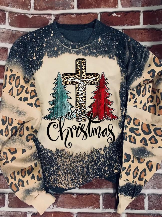 Merry Christmas Tree Faith Christian Leopard | Personalized 3D Shirt