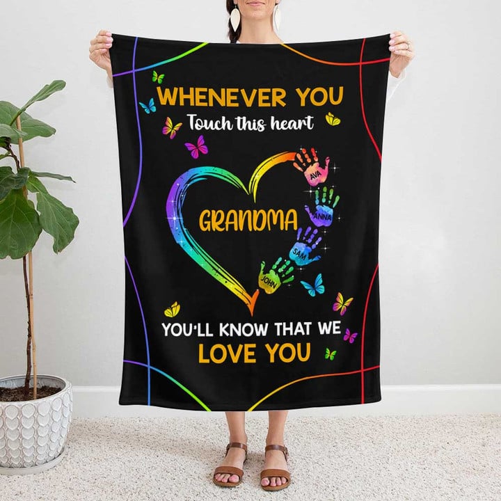Personalized Grandma Blanket Whenever You Touch This Heart