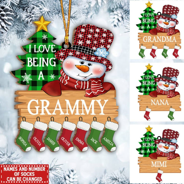 I Love Being A Grandma Snowman Personalized Christmas Ornament