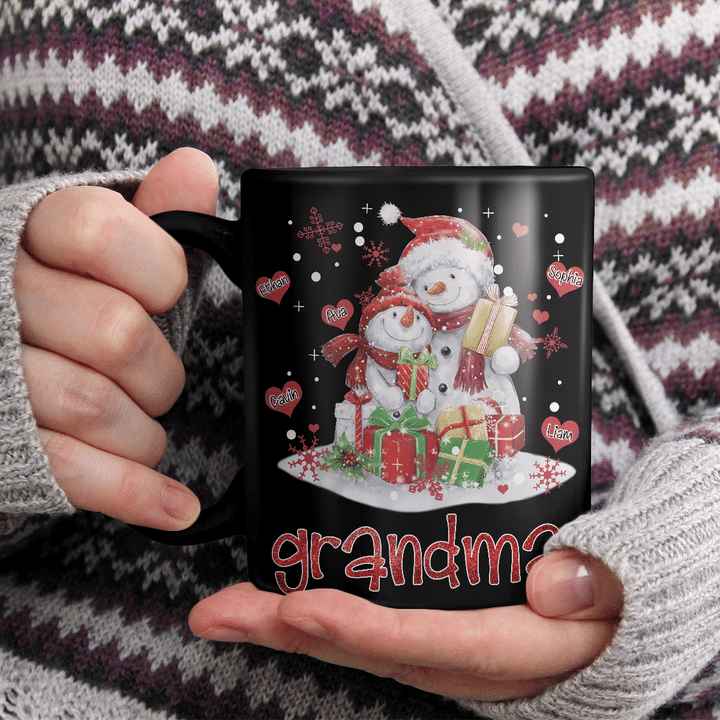 Grandma  With Grandkids - Snowman | Personalized Mug